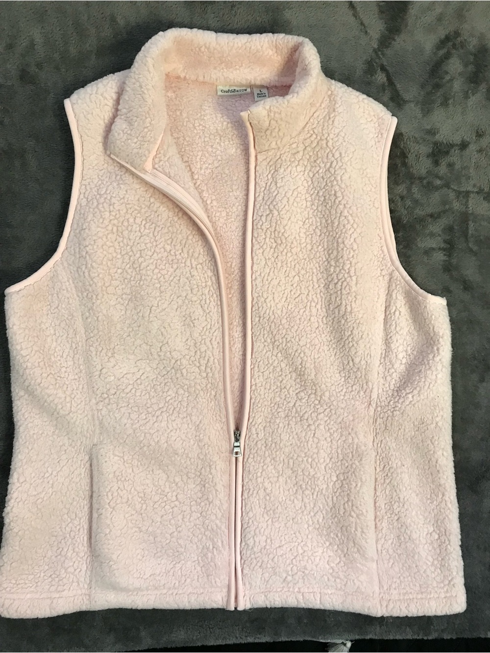 Croft and Barrow Women's Pale Pink Sherpa Zip Vest
